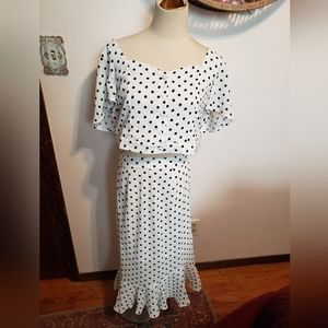 Polka-dot crop top and skirt by very J size large